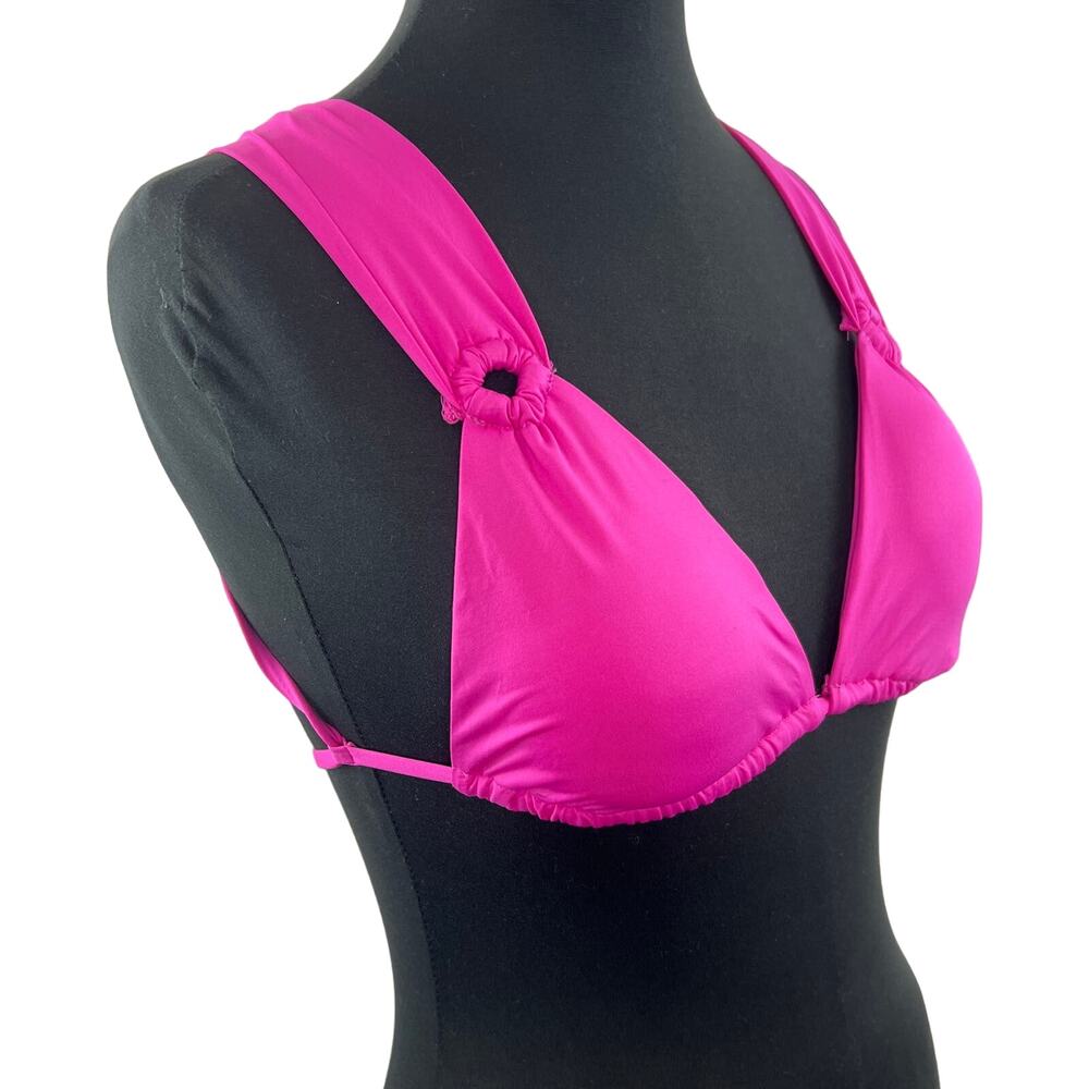 SOLUNA Pink Swim Top Bra Nylon Stretch Classic Adjustable Wide Strap Sz Large L